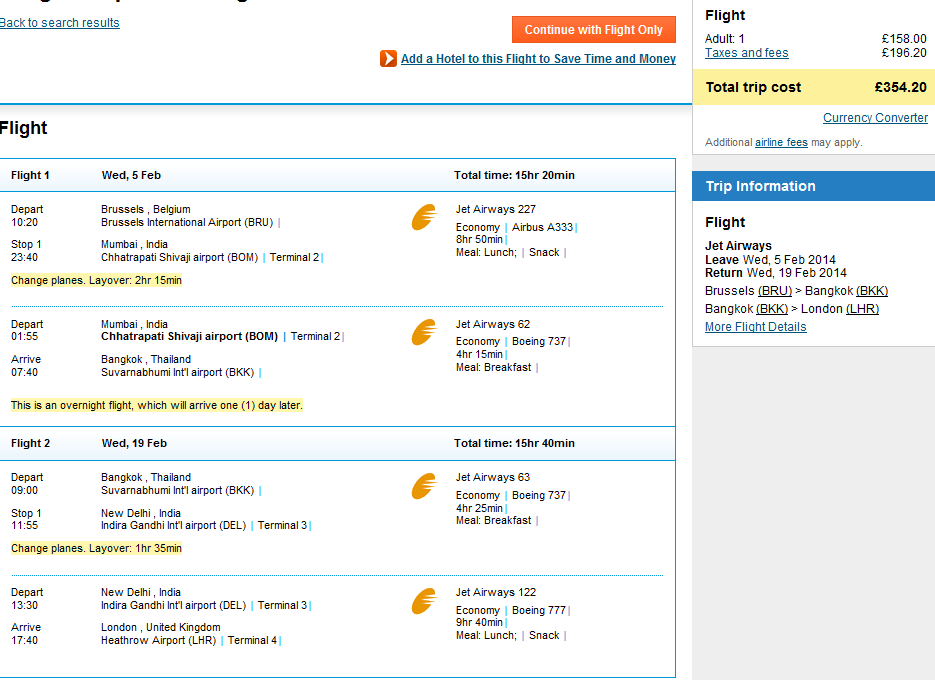 Cheap open jaw flights to Thailand: Brussels - Bangkok