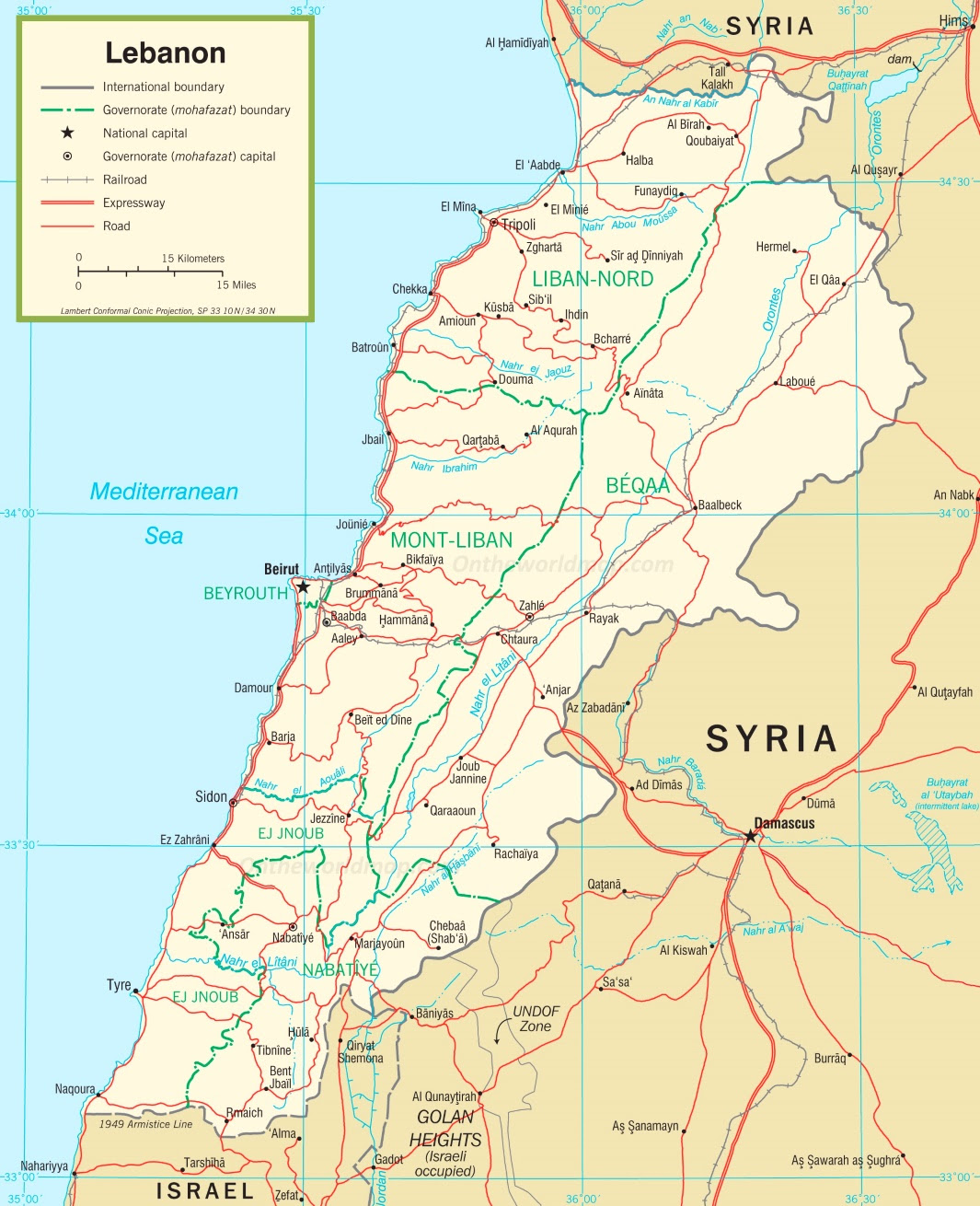 Road Map Of Lebanon Lebanon road map
