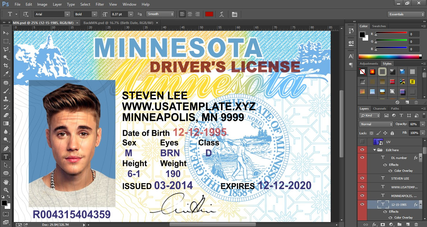 Download Minnesota Drivers License Template - lasopahood