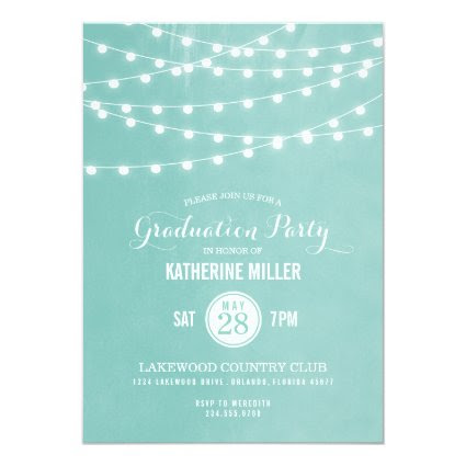 Summer String Lights Graduation Party 5" X 7" Invitation Card