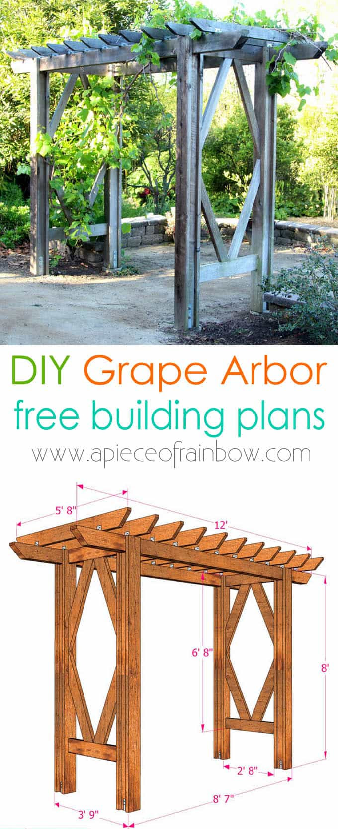 DIY Grape Arbor: Free Building Plan - A Piece Of Rainbow