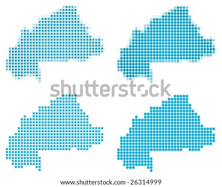 Burkina Faso map mosaic set.