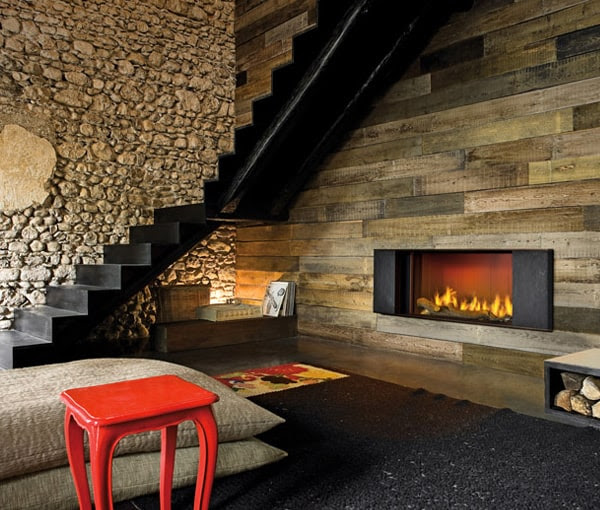 Rustic Wood Fireplace Wall 600 x 510