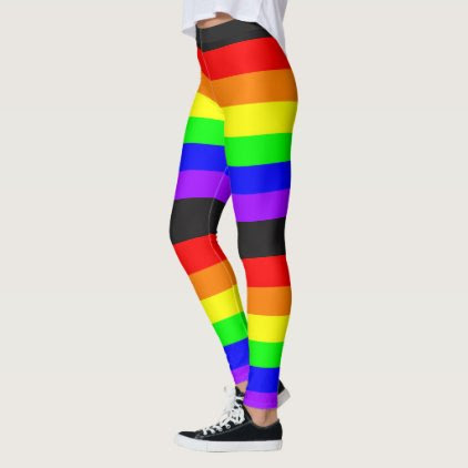 LGBT Gay Pride Rainbow Ribbon on Black Leggings
