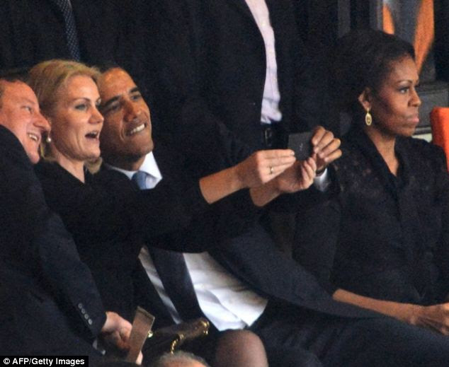 The shot worth $11m: While Obama gave an address at Mandela's memorial it will always be remembered for this picture. It emerged today for that publicity, the Obama administration was prepared to pony up $11.5 million