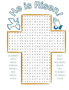 Webeaster word search by leanne guenther print out the template, find and circle the words listed. easter word search religious cross by ashleys shop tpt