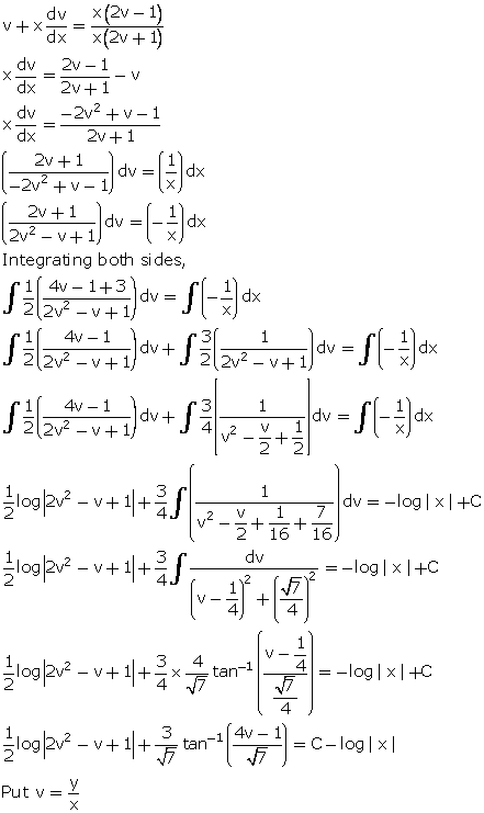 Solve The Following Differential Equation X2 Y2 Dx 2xy Dy 0 Given That Y 1 When X 1 Or Solve The Following Differential Equation If Y 1 When X 1 Mathematics Topperlearning Com 237hoo