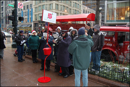 Singing by the Marshall Field Building