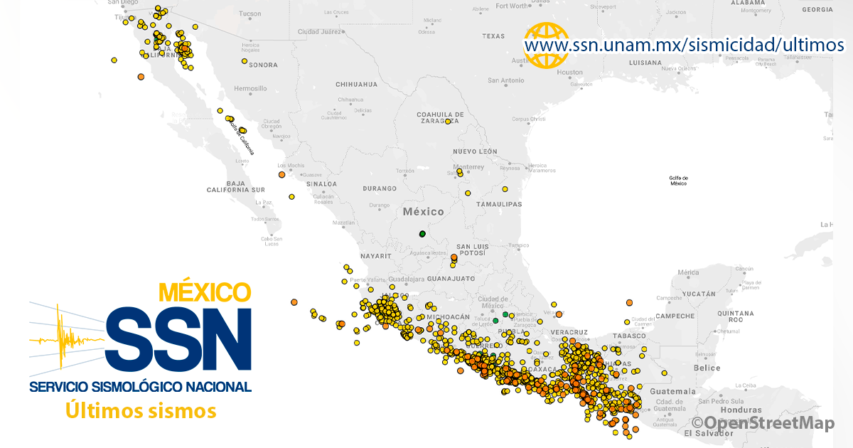 SSN - Últimos sismos | UNAM, México