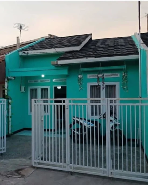 model rumah dengan cat warna hijau