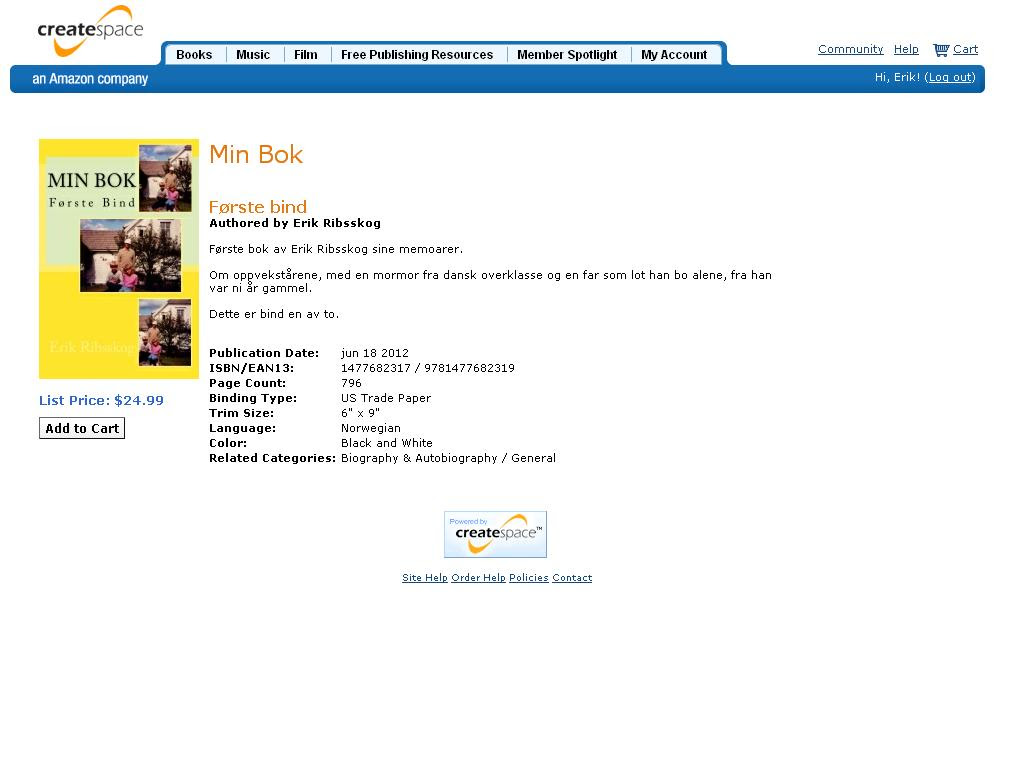 min bok første bind ferdig