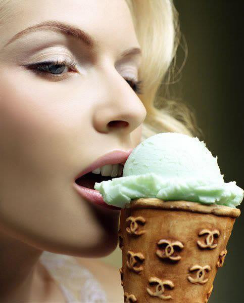 chanel, cream, geen, girl, icecream