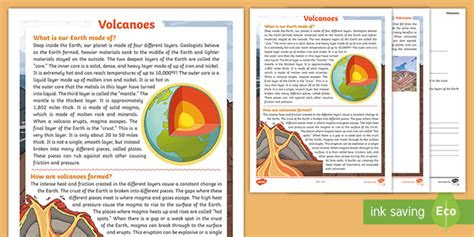 Teaching children to read is an important skill they'll use for the rest of their lives. fourth grade volcanoes reading comprehension activity