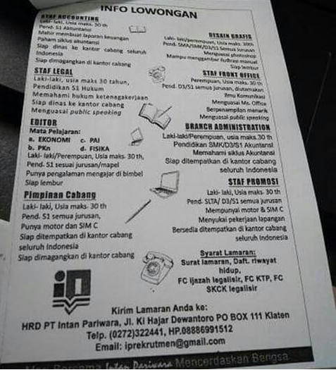 Loker PT Intan Pariwara : Loker UKM Klaten