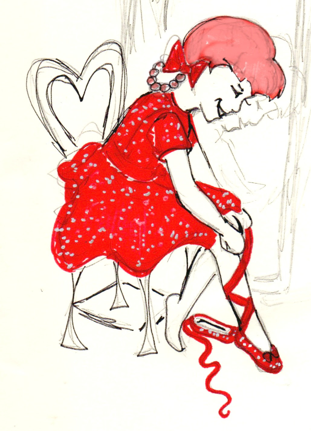 Little Misdress Girls Spot Print Dress With Big Bow On Waist Illustration