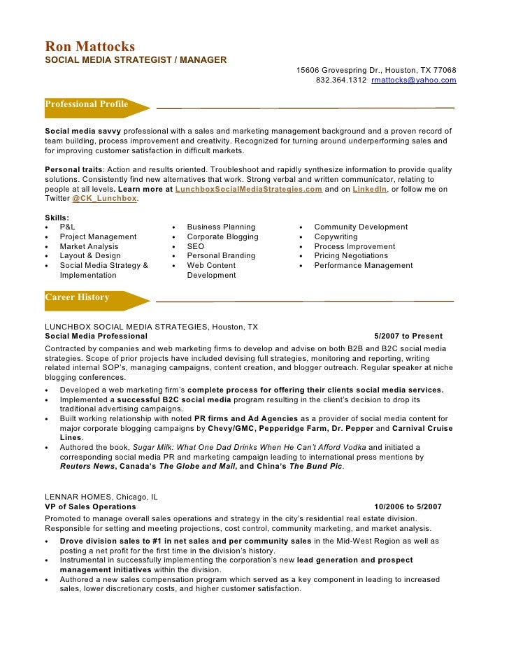 Social Media Marketing Resume