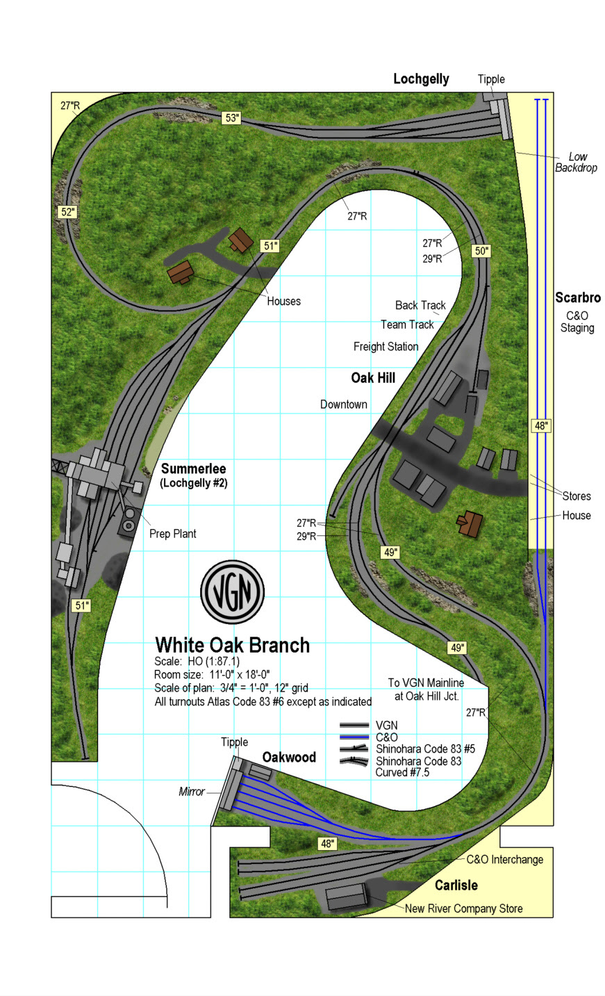 VGN White Oak Branch, WV track plan HO â