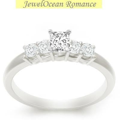 0.58 Carat Cheap Engagement Ring with Princess cut Diamond on 18K White gold