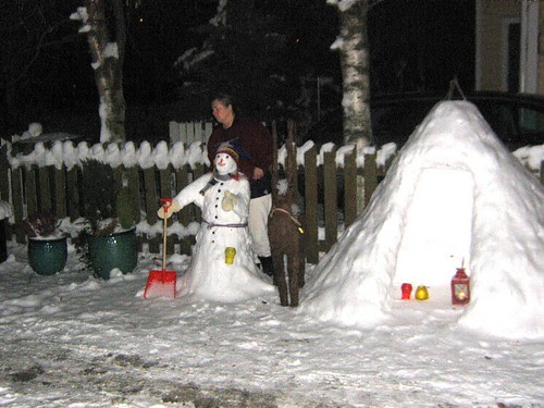 Annikki with Snowman, Reindeer and Kota