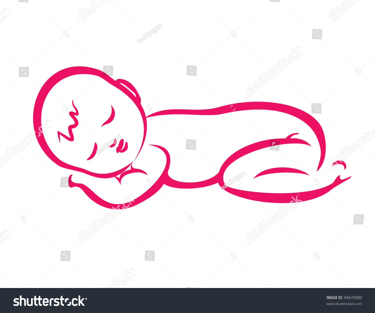 Download Baby Sleeping Silhouette In Simple Lines Stock Vector ...