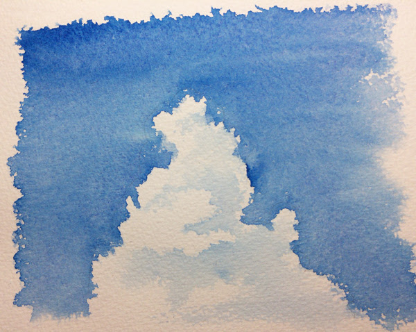 透明水彩初心者向け 青空 夏空 を簡単に描いてみよう