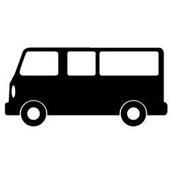 黒い自動車マイクロバス８ 車の無料イラストc29