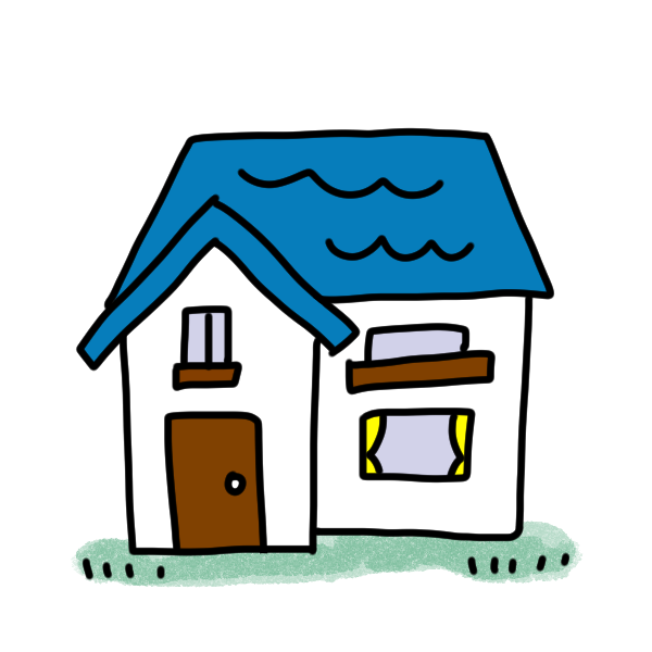 青い屋根のお家のイラスト かわいいフリー素材が無料のイラストレイン