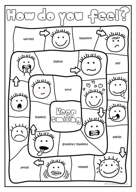  how do you feel board game english esl worksheets emotions