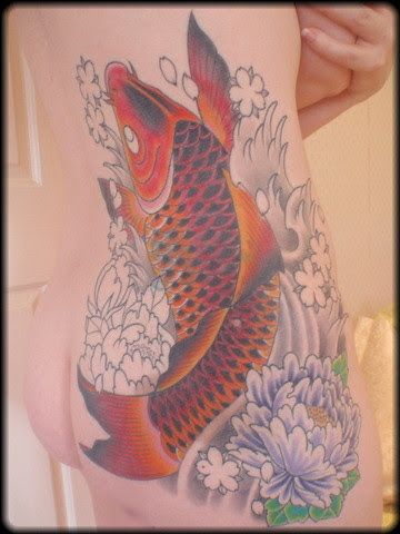 koi tattoo colured part 2. After another 4 hour colouring session, 