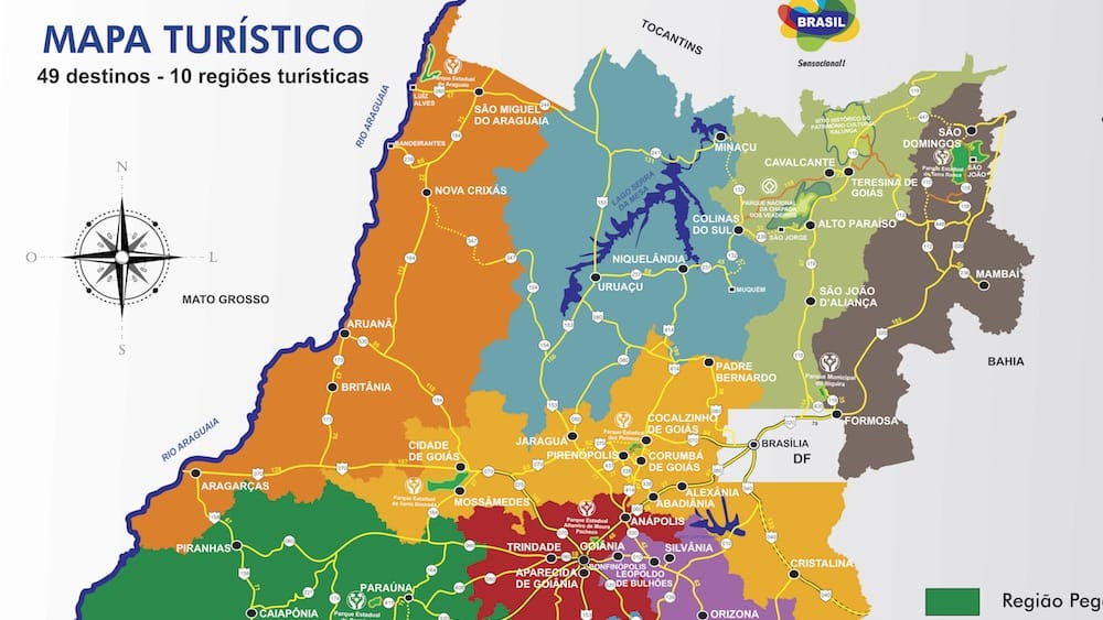 Pontos turísticos de Goiás em novo (e interessante) mapa