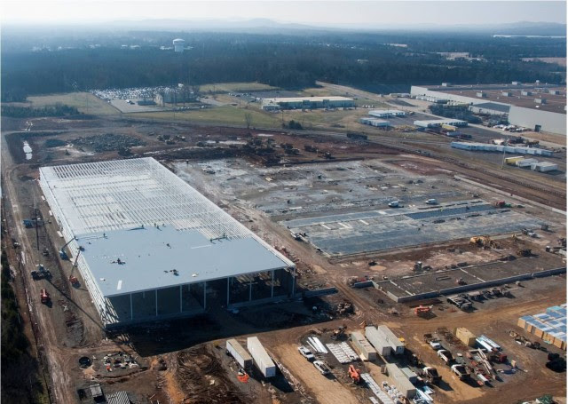 Nissan lithium-ion battery pack plant under construction, Smyrna, Tennessee, Jan 2011