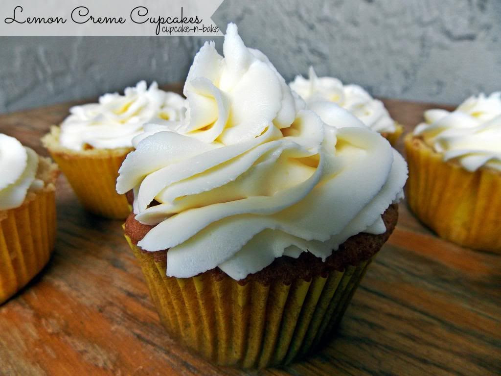  Lemon Creme Cupcakes [like the cookies] via @cupcake_n_bake #cupcakes #recipe #cookies