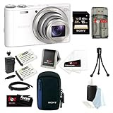 Sony DSC-WX300/W 18 MP Digital Camera with 20x Optical Image Stabilized Zoom and 3-Inch LCD Bundle with Sony 16GB SDHC Memory Card + Sony Camera Case+ Wasabi Power Replacement Battery and Charger Kit for Sony NP-BX1 and Sony Cyber-shot DSC-RX1 and