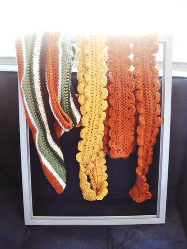 crocheted scarfs