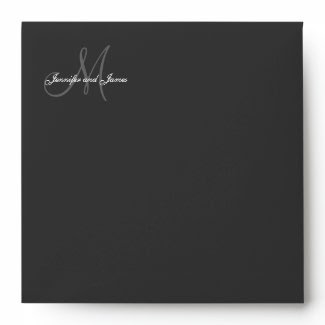 Monogram Logo Black Wedding Invitation Envelope envelope