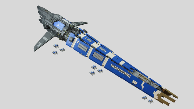 EVE Online's Hurricane Cruiser, Turned Into a LEGO Beast