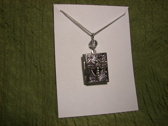 Dragonfly Book Of Knowledge Silver Locket