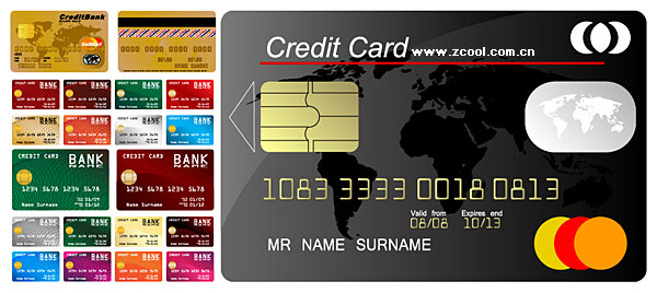 vector credit card icons. Multiple credit card template