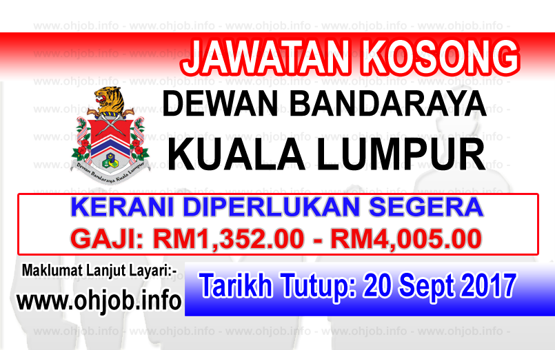 Jawatan Kerja Kosong DBKL - Dewan Bandaraya Kuala Lumpur logo www.ohjob.info september 2017
