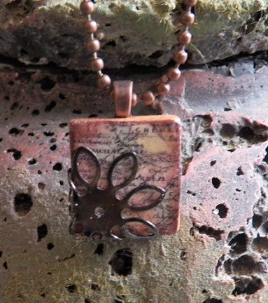Map of Paris Scrabble Tile Pendant
