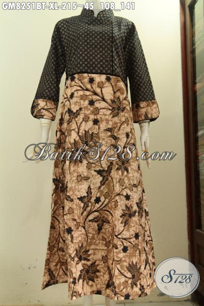 Model Baju Batik Long Dress Gamis Batik Motif Mewah Bahan Adem