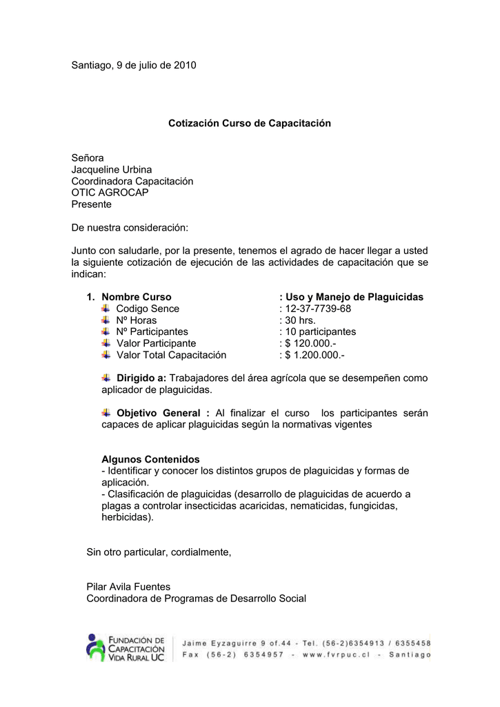 Cotización Curso de Capacitación
