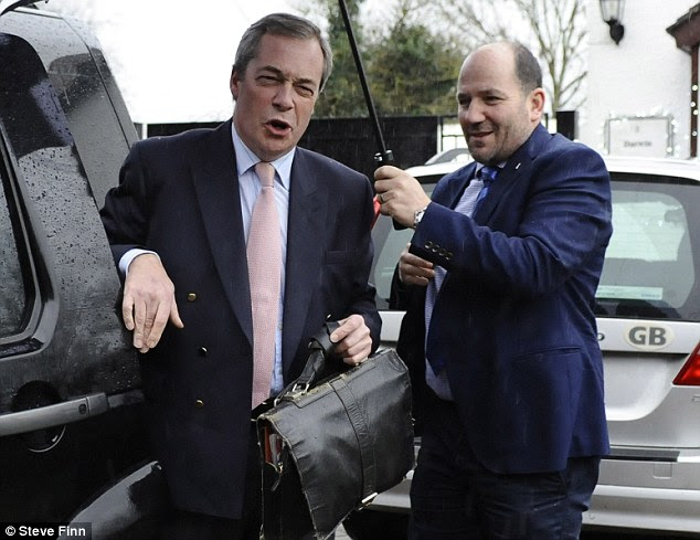 'Target': Nigel Farage (pictured today) claims he was the victim of an assassination attempt, after he careered off a French road when a wheel on his Volvo came loose while he was driving  back to his home in Kent 