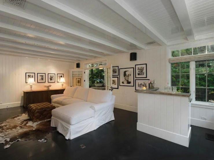 Ebonized Wood Floors - Transitional - living room - Rachel Ashwell
