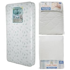 Lajobi Lil Bundle Mattress, Crib Sheet and Waterprrof Pad