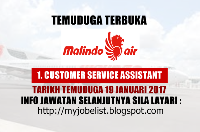 Temuduga Terbuka di Malindo Air Pada 19 Januari 2017