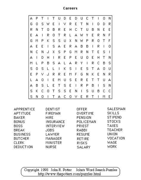 If so, then you're in luck. johns word search puzzles careers