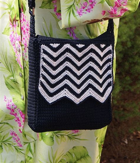 crocheted messenger bag handmade flat crossbody purse