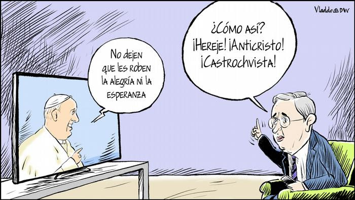Kolumbien Karikatur von Vladdo - La pataleta de Uribe