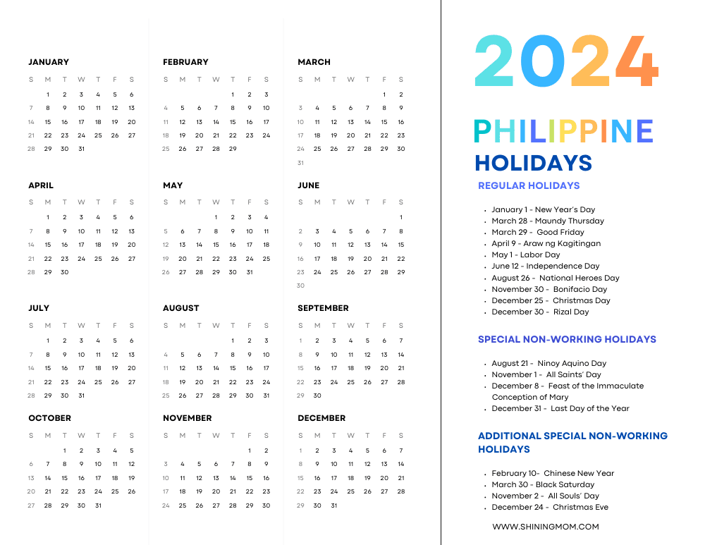 2024 holiday calendar philippines proclamation printables for free